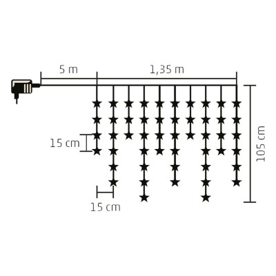 LED-es fényfüggöny, csillag, 1,35m, 230V - KAF 50L